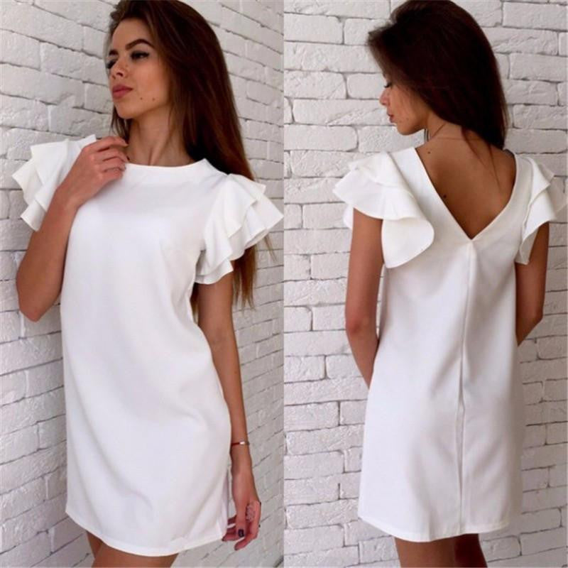 Summer Women Fashion Mini Dress Sleeveless A line Sleeveless Ruffles Party Dress Robe Longue Femme LJ4534S