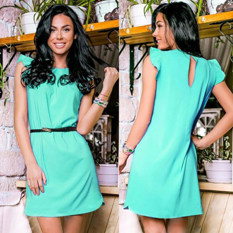 Summer Women Fashion Mini Dress Sleeveless A line Sleeveless Ruffles Party Dress Robe Longue Femme LJ4534S