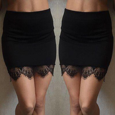 Women Lace Plain Seamless Tight Bodycon Mini Skirt Short Pencil woman skirts S-2XL