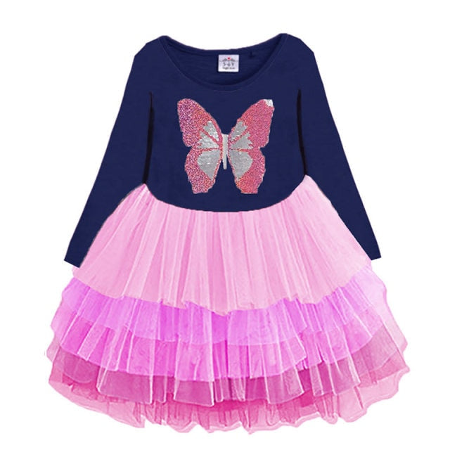 Long Sleeve Girls Dresses Unicorn Kids Dress For Girls 2019 Christmas Children Clothing Cotton Toddler Princess Dress 3-8Y