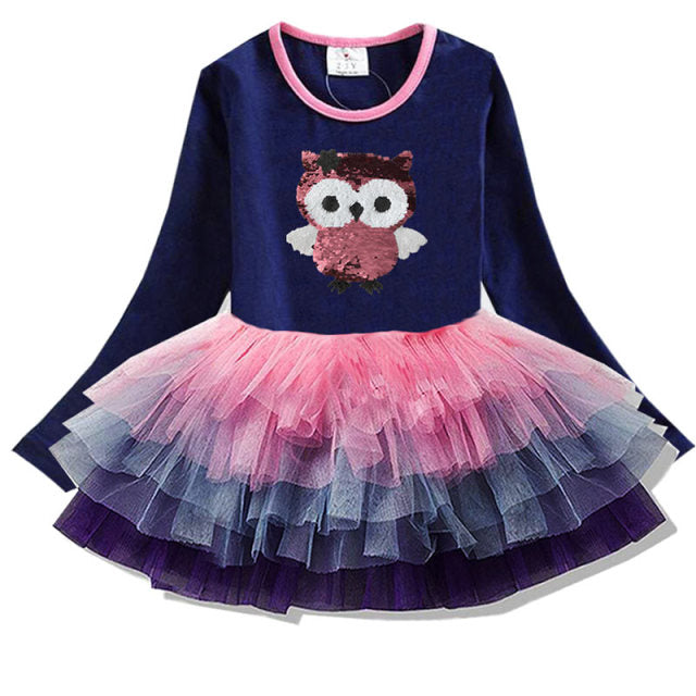 Long Sleeve Girls Dresses Unicorn Kids Dress For Girls 2019 Christmas Children Clothing Cotton Toddler Princess Dress 3-8Y