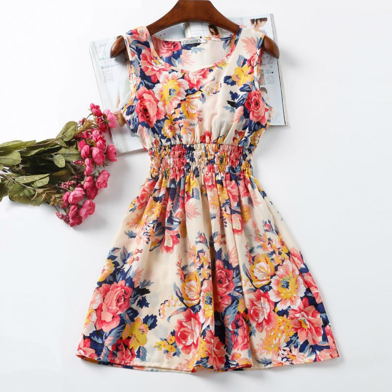 Online discount shop Australia - Hot Women Mini Sexy Chiffon Beach Dress Vestidos Sleeveless Sundress Floral Tank Dresses