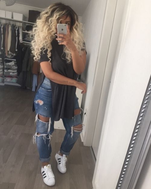 Online discount shop Australia - Fashion Side Splits Hem ladies Shirt Short Sleeve Loose Tops Casaul T shirt Women  Solid LJ4246R