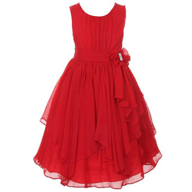 Girl Dress for Wedding Irregular Ruffled Summer Party Princess Dresses Chiffon Children Clothing Kids clothes - CelebritystyleFashion.com.au online clothing shop australia