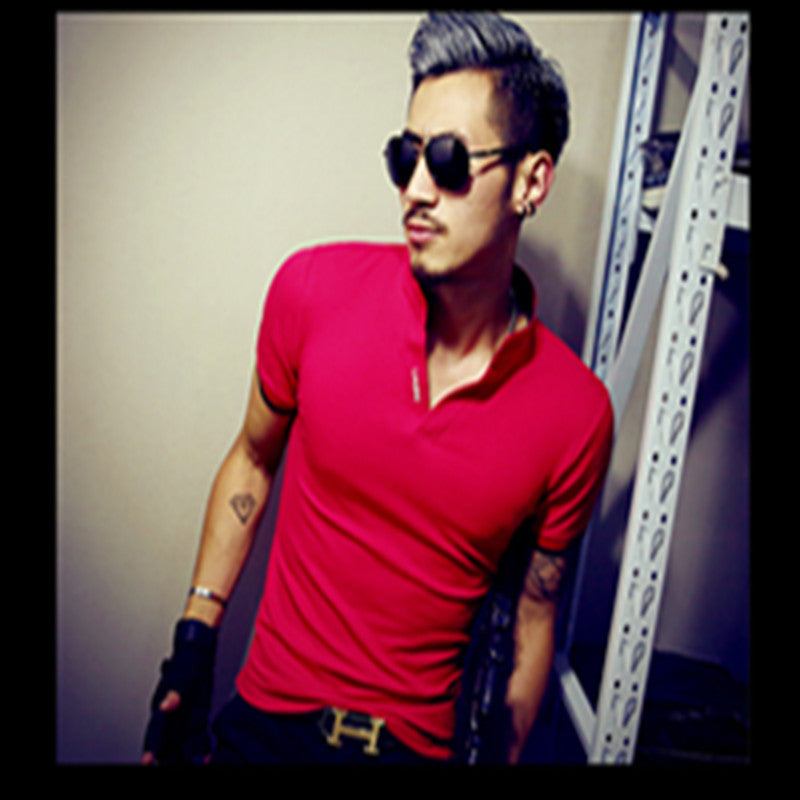 Online discount shop Australia - Korean Fashion Men's Polo Muscel Style shirt Short Sleeve Classic Solid Slim Tops Camisa Polo Masculina