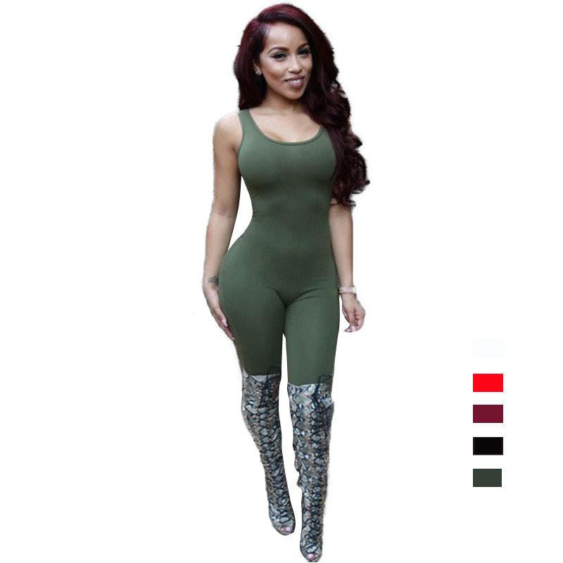 Women Ladies Backless Skinny Women Rompers Clubwear Playsuit Sleeveless Bodycon Jumpsuit