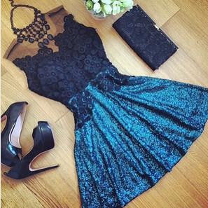 Women Lace Hollow Dress Summer Style Perspective Dresses O-neck Casual Vestidos fashion Dress