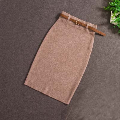Online discount shop Australia - High Quality Skirts Casual Women High Waist Knee-length Knitted Pencil Skirt Elegant Slim Midi Skirts
