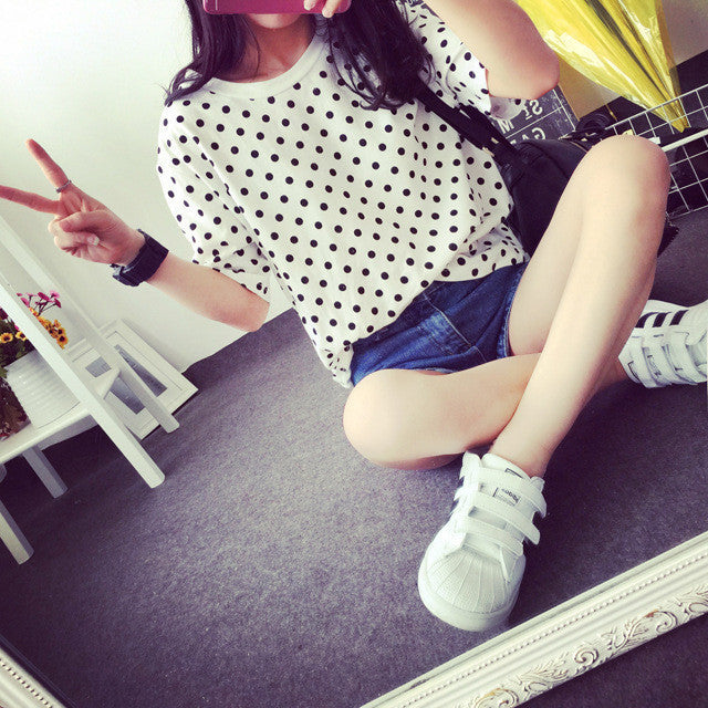 Online discount shop Australia - korean kawaii polka dot t shirts women   tee shirt poleras  harajuku  tumblr female tshirt