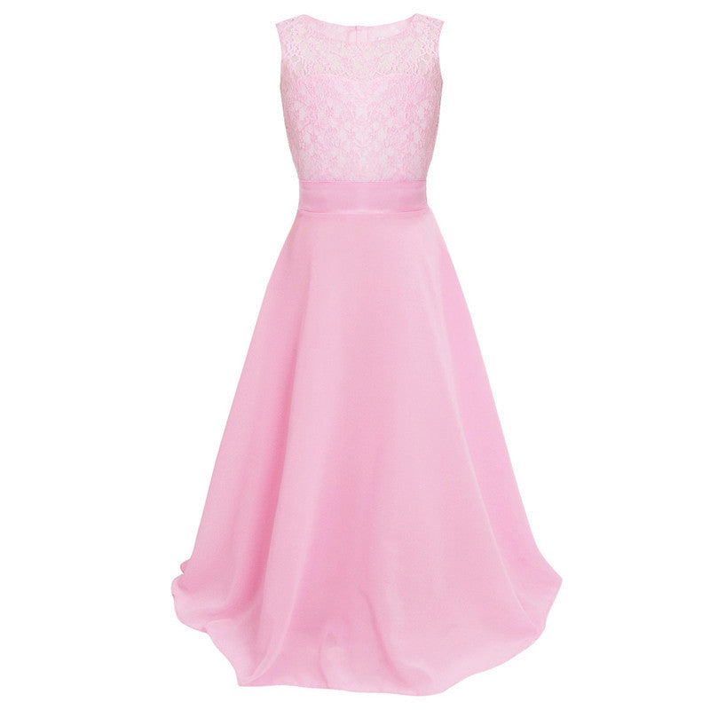 Retail Lace Flower Girl Dress Children Kids Beautiful Wedding Party Dress Girl Formal Party Pageant Long Princess Dress lace002