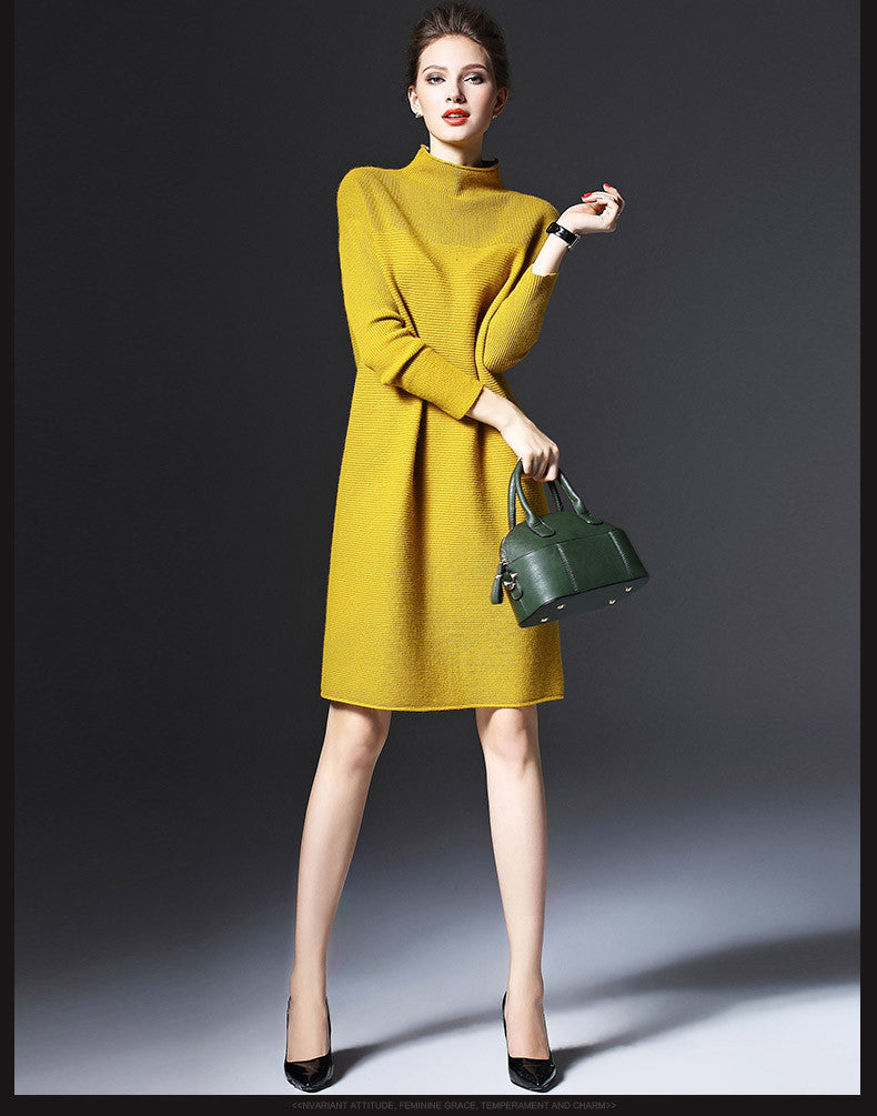 Online discount shop Australia - Autumn Dress vestidos Loose Long-Sleeved sweater Thin Solid Color Knit for down halloween costumes for women