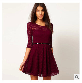 Online discount shop Australia - New 4 Colors Summer Dresses Casual Dress Women Clothing Lace Half O-neck Hollow Lace Woman Clothes 05