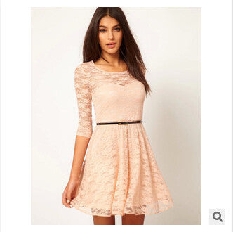 Online discount shop Australia - New 4 Colors Summer Dresses Casual Dress Women Clothing Lace Half O-neck Hollow Lace Woman Clothes 05