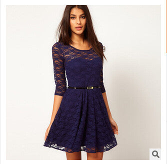 Online discount shop Australia - New 4 Colors Summer Dresses Casual Dress Women Clothing Lace Half O-neck Hollow Lace Woman Clothes 05