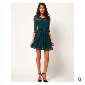 Online discount shop Australia - New 4 Colors Summer Dresses Casual Dress Women Clothing Lace Half O-neck Hollow Lace Woman Clothes 05