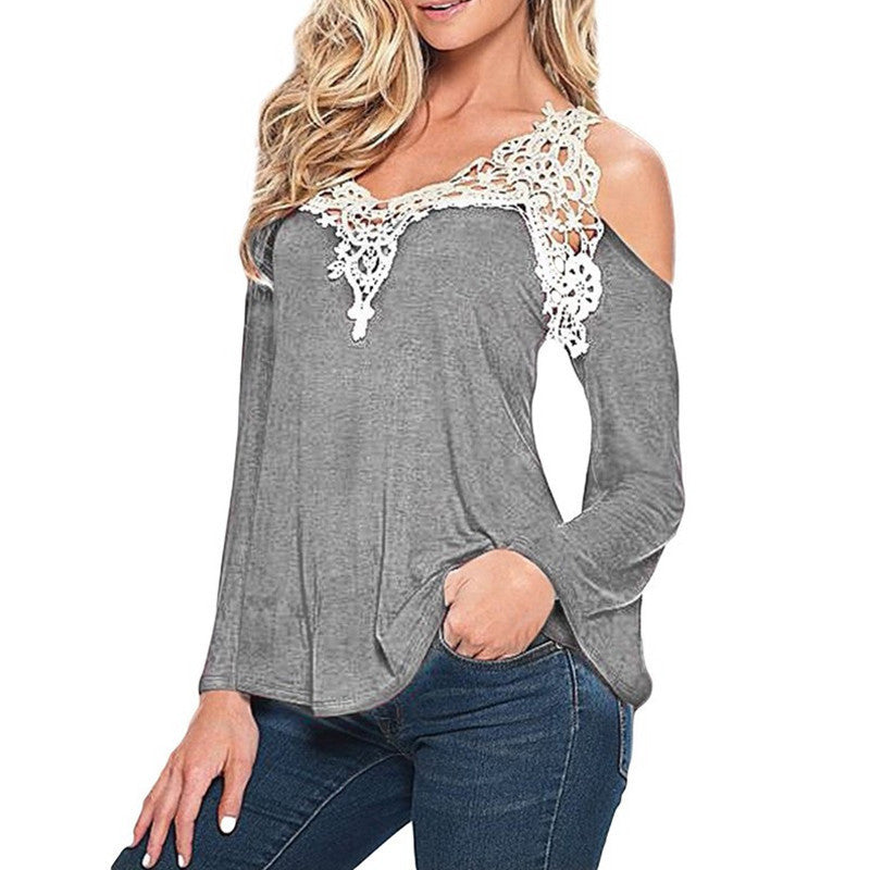 Online discount shop Australia - 5XL Plus Size Clothing Sexy Lace Blouse Flare Sleeve Knitted Shirts Women Blouses Off Shoulder