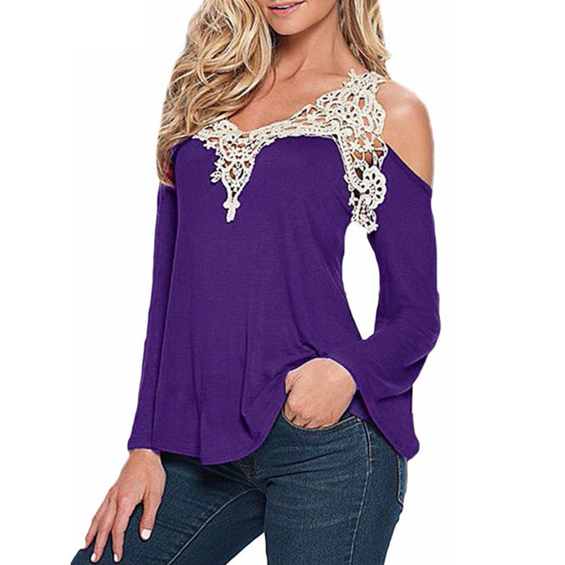 Online discount shop Australia - 5XL Plus Size Clothing Sexy Lace Blouse Flare Sleeve Knitted Shirts Women Blouses Off Shoulder
