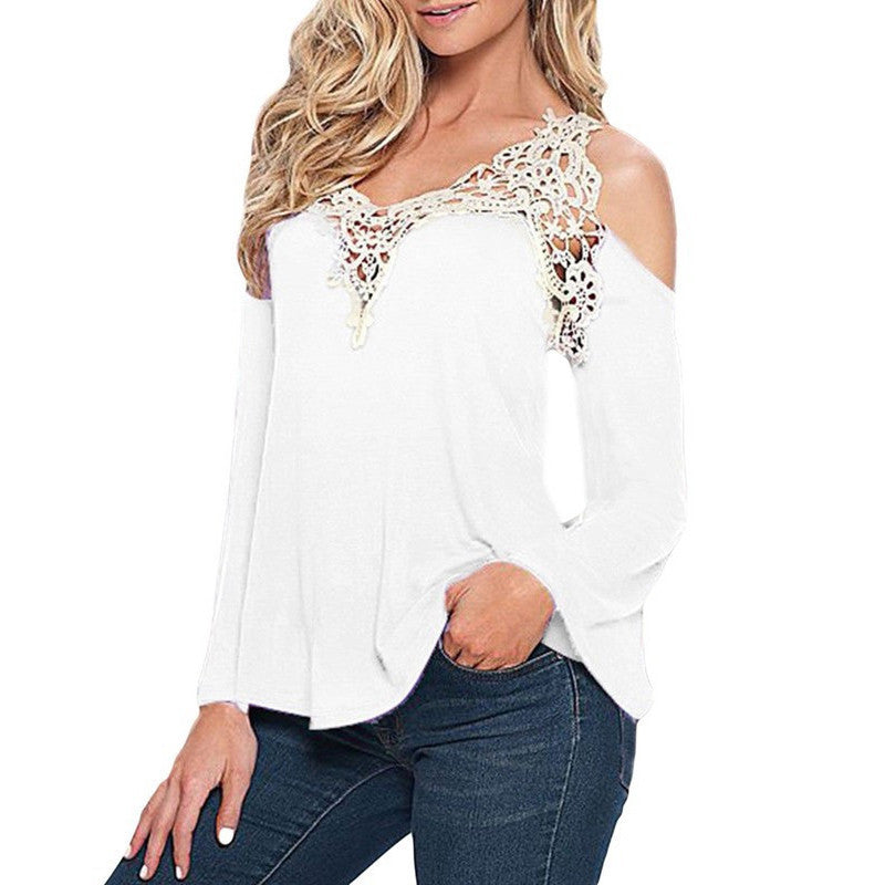 Online discount shop Australia - 5XL Plus Size Clothing Sexy Lace Blouse Flare Sleeve Knitted Shirts Women Blouses Off Shoulder