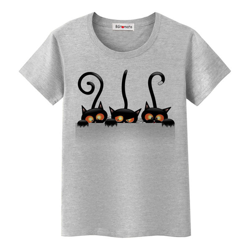 naughty black cat 3D t shirt women lovely cartoon shirt Good comfortable brand casual tops