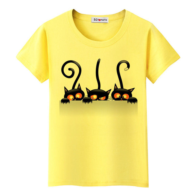 naughty black cat 3D t shirt women lovely cartoon shirt Good comfortable brand casual tops