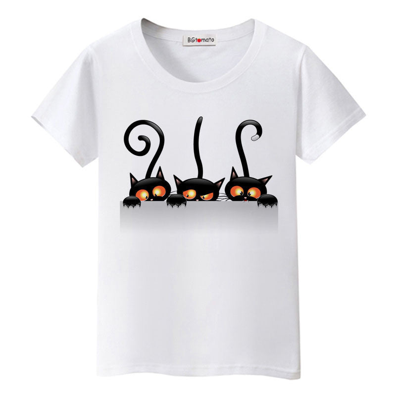 naughty black cat 3D t shirt women lovely cartoon shirt Good comfortable brand casual tops