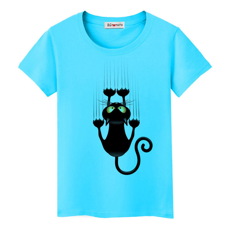 naughty black cat 3D t shirt women lovely cartoon shirt Good comfortable brand casual tops