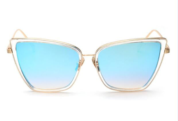 Peekaboo Transparent Mirror cat eye sunglasses women brand designer luxury metal oversize sexy cat eyes sunglasses ladies - CelebritystyleFashion.com.au online clothing shop australia