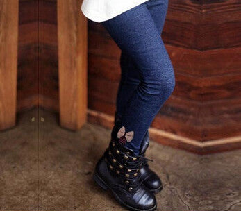 Fashion Winter Casual Girls Bow Jeans Cotton Children Skinny Cashmere Pants Kids Clothes Warm Elastic Trousers Jeggings - CelebritystyleFashion.com.au online clothing shop australia