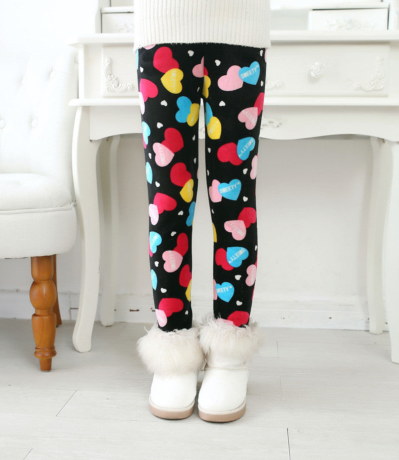 Plus Velvet Winter Girls Pants Thick Girls Warm Pants Floral Print Kids Baby Girls Pants For Girls Elastic Winter Trousers - CelebritystyleFashion.com.au online clothing shop australia