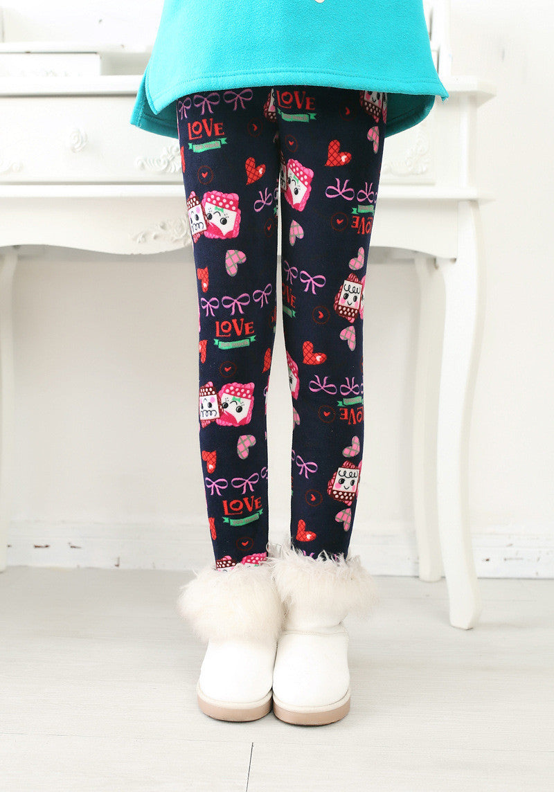 Plus Velvet Winter Girls Pants Thick Girls Warm Pants Floral Print Kids Baby Girls Pants For Girls Elastic Winter Trousers - CelebritystyleFashion.com.au online clothing shop australia