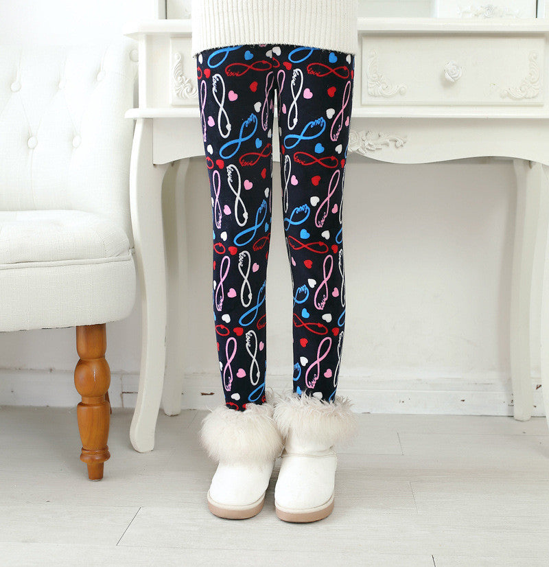 Plus Velvet Winter Girls Pants Thick Girls Warm Pants Floral Print Kids Baby Girls Pants For Girls Elastic Winter Trousers - CelebritystyleFashion.com.au online clothing shop australia