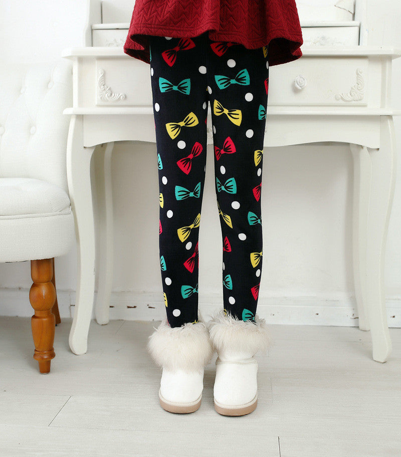 Plus Velvet Winter Girls Pants Thick Girls Warm Pants Floral Print Kids Baby Girls Pants For Girls Elastic Winter Trousers - CelebritystyleFashion.com.au online clothing shop australia