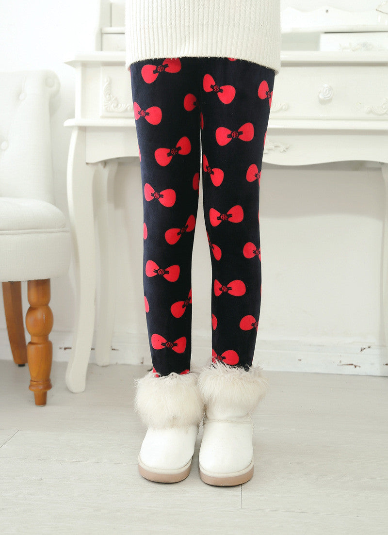 Plus Velvet Winter Girls Pants Thick Girls Warm Pants Floral Print Kids Baby Girls Pants For Girls Elastic Winter Trousers - CelebritystyleFashion.com.au online clothing shop australia