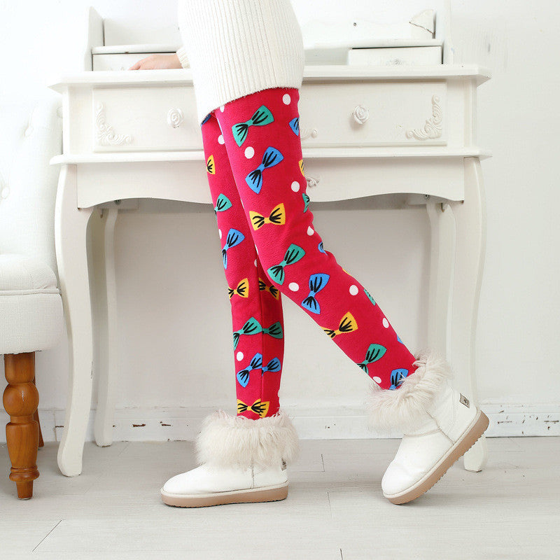 Plus Velvet Winter Girls Pants Thick Girls Warm Pants Floral Print Kids Baby Girls Pants For Girls Elastic Winter Trousers - CelebritystyleFashion.com.au online clothing shop australia