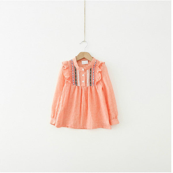 Baby Girls Long Sleeve Tee Shirts Ruffle Embroidered Tops T-shirts - CelebritystyleFashion.com.au online clothing shop australia