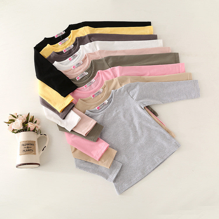 Spring Summer Children boy girl COTTON T shirt, kids solid candy color unisex bottoming shirt clothes - CelebritystyleFashion.com.au online clothing shop australia