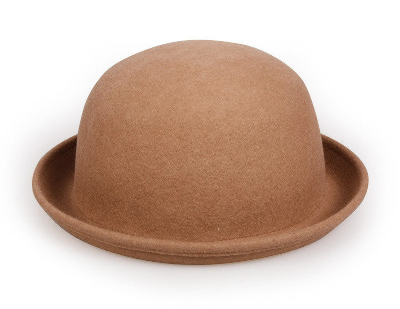 Fashion Kids Children Girls Wool Felt Trendy Round Top Bowler Derby Hat Spring Autumn Winter Warm Lovely Casual Cap - CelebritystyleFashion.com.au online clothing shop australia