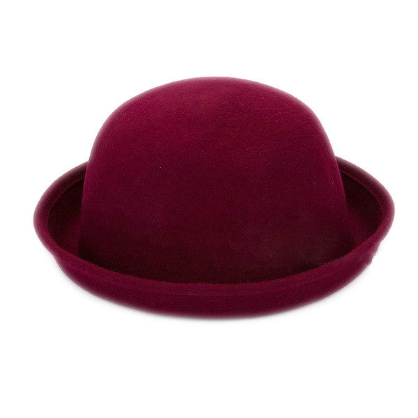 Fashion Kids Children Girls Wool Felt Trendy Round Top Bowler Derby Hat Spring Autumn Winter Warm Lovely Casual Cap - CelebritystyleFashion.com.au online clothing shop australia