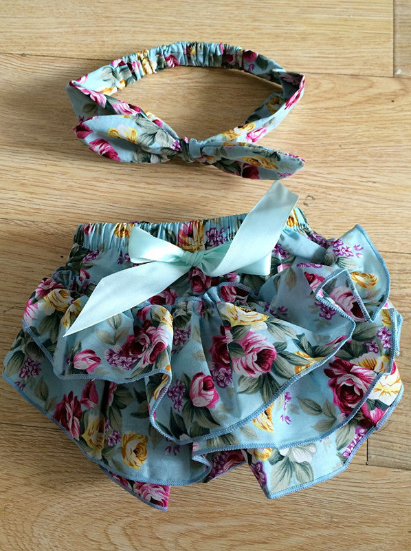baby summer style bloomers baby ruffle panties with headband ruffled shorts baby girls - CelebritystyleFashion.com.au online clothing shop australia