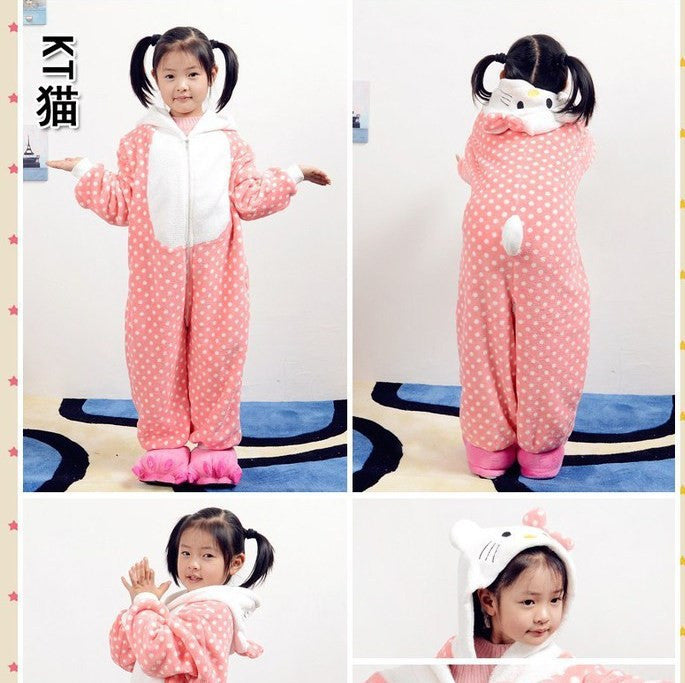Online discount shop Australia - 20 Style 2-11Y Girls Boys Children Flannel Animal pajamas Kid Clothes Cute pyjamas Hooded Romper Sleepwear Without Shoes
