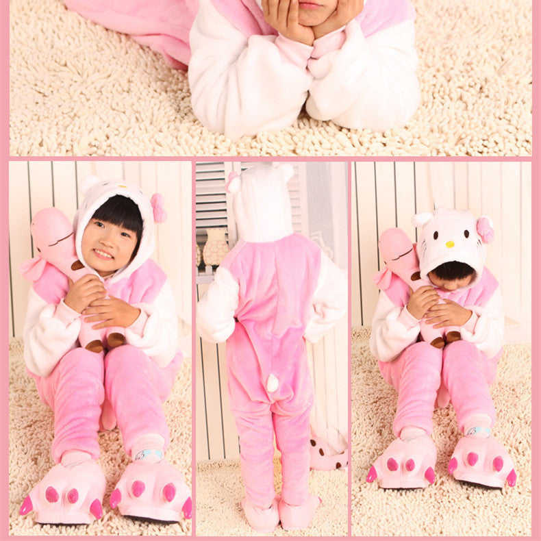 Online discount shop Australia - 20 Style 2-11Y Girls Boys Children Flannel Animal pajamas Kid Clothes Cute pyjamas Hooded Romper Sleepwear Without Shoes