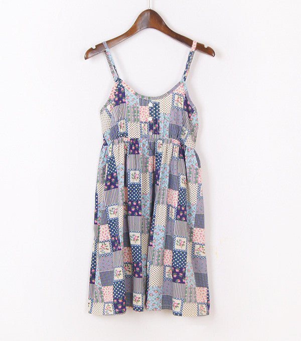 Online discount shop Australia - Fashion Summer Mori Girl Dress O Neck Sleeveless Print Floral Vestidos Women Sexy Beach Spaghetti Strap Dress