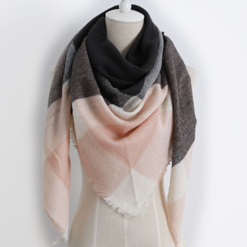 Online discount shop Australia - Fashion Brand Designer Cashmere Triangle Pink Scarf Women Shawl Pashmina Cape Blanket Plaid Foulard