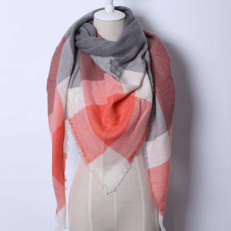 Online discount shop Australia - Fashion Brand Designer Cashmere Triangle Pink Scarf Women Shawl Pashmina Cape Blanket Plaid Foulard