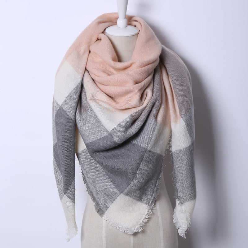 Online discount shop Australia - Fashion Brand Designer Cashmere Triangle Pink Scarf Women Shawl Pashmina Cape Blanket Plaid Foulard