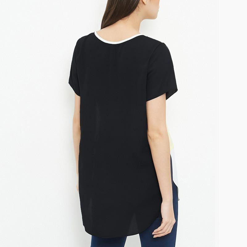 Women Fashion Casual Blouses Short Sleeve Patchwork O-Neck Plus 4XL Feminino