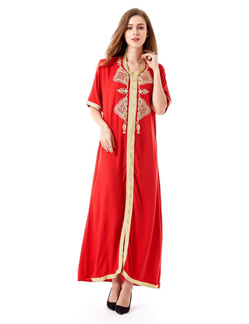 Women's Maxi Long sleeve long Dress moroccan Kaftan Caftan Jilbab Islamic abaya Muslim Turkish Arab arabic Robes gown HM-1449