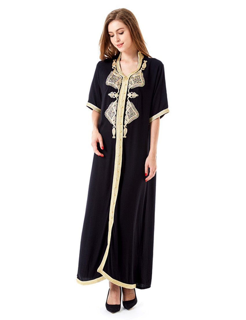 Women's Maxi Long sleeve long Dress moroccan Kaftan Caftan Jilbab Islamic abaya Muslim Turkish Arab arabic Robes gown HM-1449