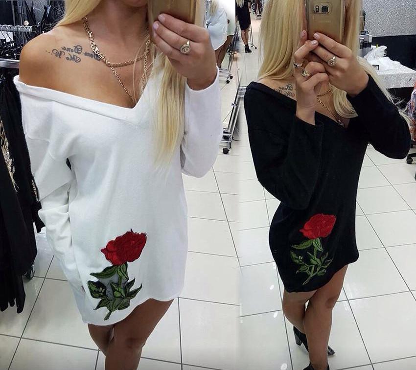 Style Casual Womens Deep V-neck Autumn Embroidery Party Dresses Fall Vintage Long Sleeve Casual Dress