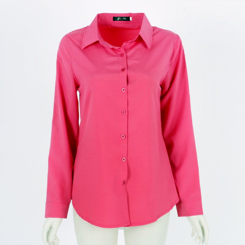 Online discount shop Australia - Chic Women Candy Color Long Sleeve Lapel Shirt OL Button Down Slim Fit Blouse New